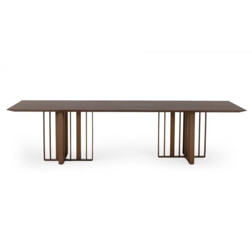 Modrest Livia - Modern Wenge & Gold Stainless Steel Dining Table