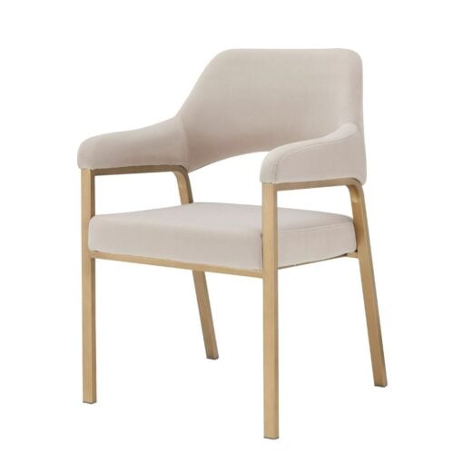Modrest George - Modern Beige Fabric + Antique Brass Dining Chair - Image 2