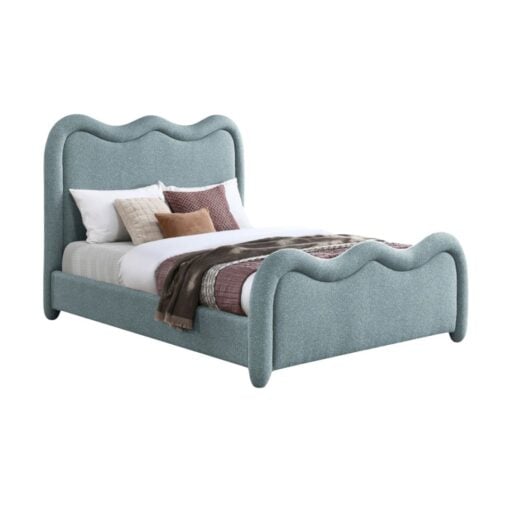 Gavin Chenille Fabric Upholstered King Bed In Blue - Image 2