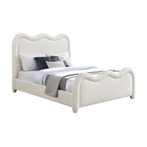 Gavin Chenille Fabric Upholstered King Bed In Cream - Image 2