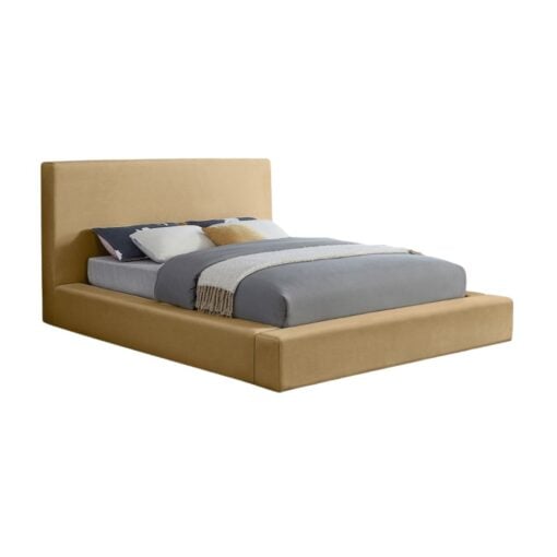 Dorian Velvet Upholstered Queen Bed In Camel - Image 2