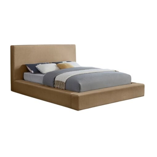 Dorian Velvet Upholstered Full Bed In Beige - Image 2