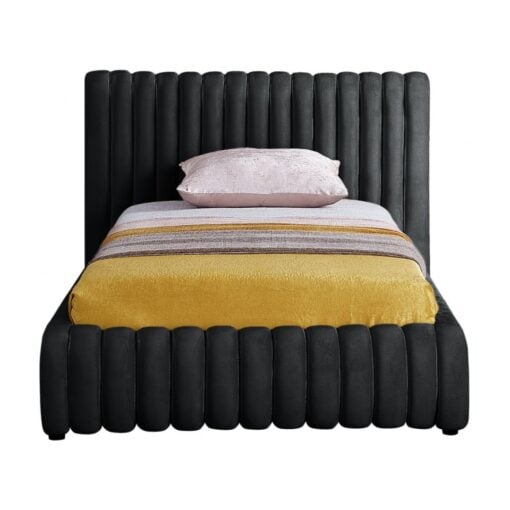Nico Velvet Twin Bed In Black
