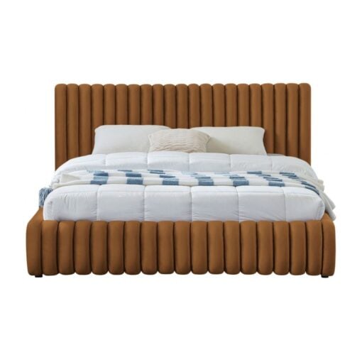 Nico Velvet King Bed In Saddle