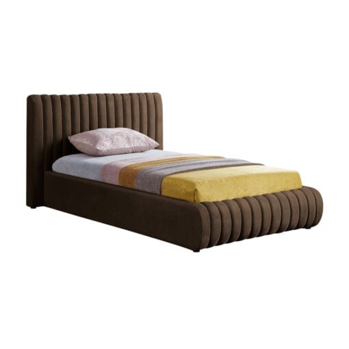 Nico Velvet Twin Bed In Brown - Image 2