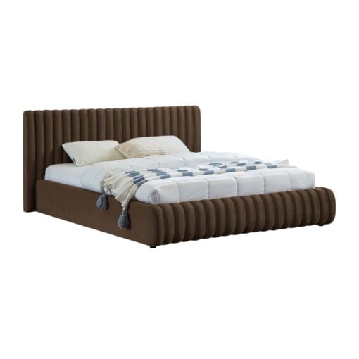 Nico Velvet King Bed In Brown - Image 2