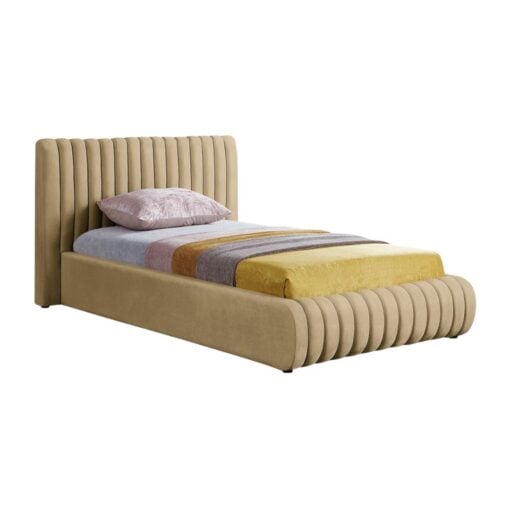 Nico Velvet Twin Bed In Camel - Image 2