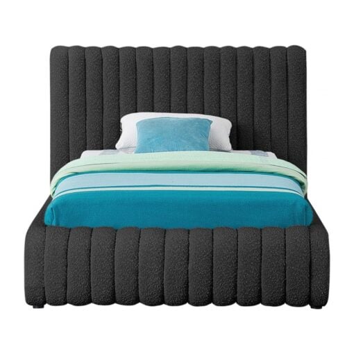 Nash Boucle Fabric Twin Bed In Black