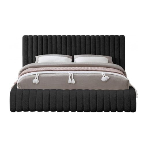 Nash Boucle Fabric Queen Bed In Black