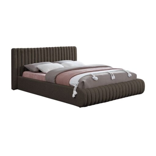 Nash Boucle Fabric Full Bed In Brown - Image 2