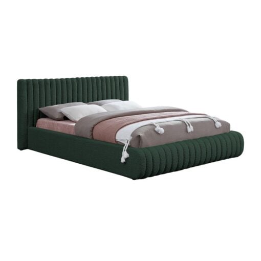 Nash Boucle Fabric Full Bed In Green - Image 2