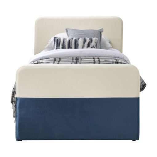 Ivy Velvet Upholstered Twin Bed In Navy
