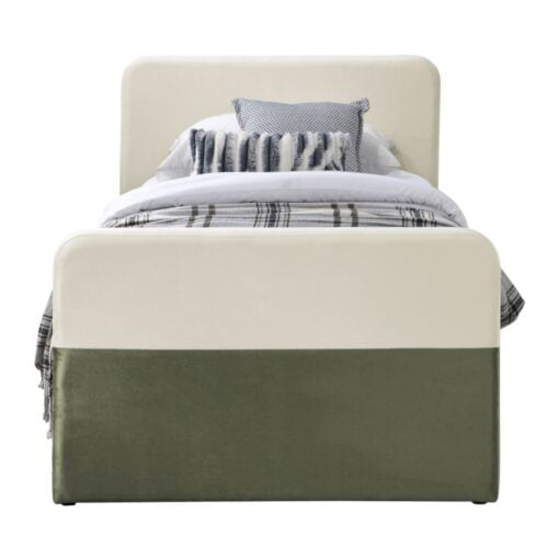 Ivy Velvet Upholstered Twin Bed In Green