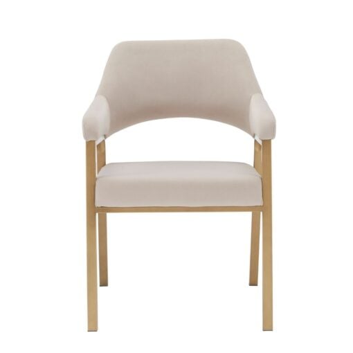 Modrest George - Modern Beige Fabric + Antique Brass Dining Chair