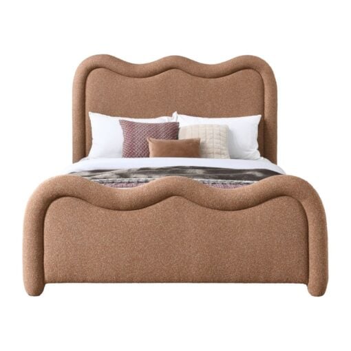 Gavin Chenille Fabric Upholstered King Bed In Cognac