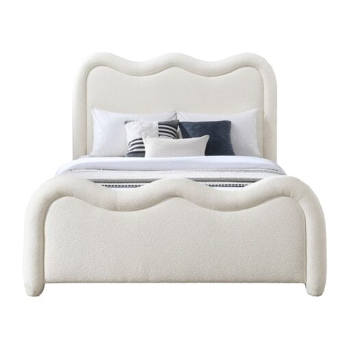 Gavin Chenille Fabric Upholstered King Bed In Cream