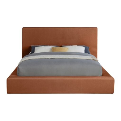 Dorian Velvet Upholstered King Bed In Cognac