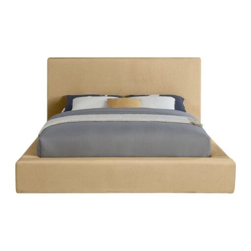 Dorian Velvet Upholstered King Bed In Camel