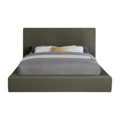 Dorian Velvet Upholstered Full Bed In Green