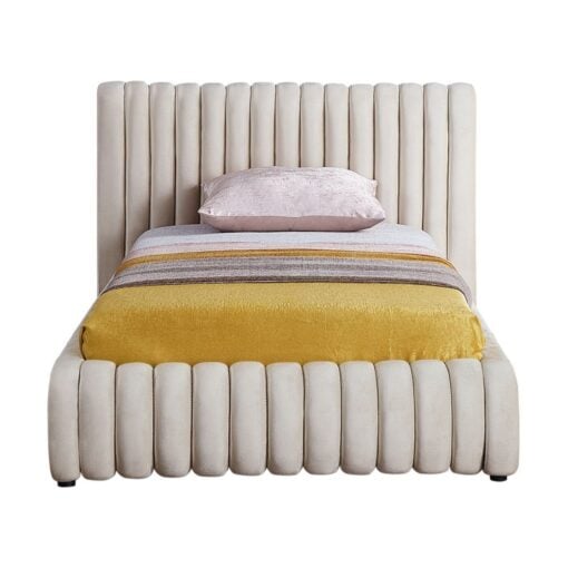 Nico Velvet Twin Bed In Cream