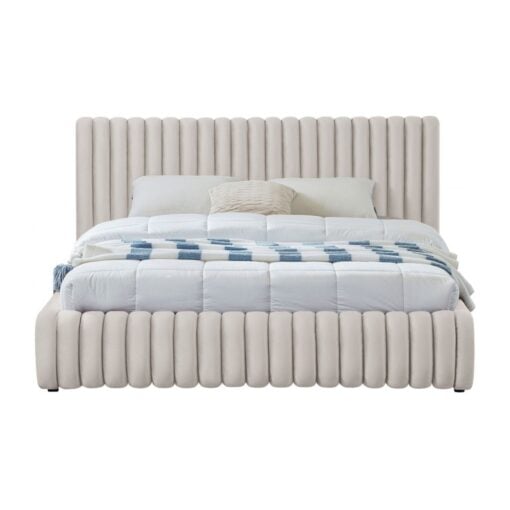 Nico Velvet Full Bed In Cream