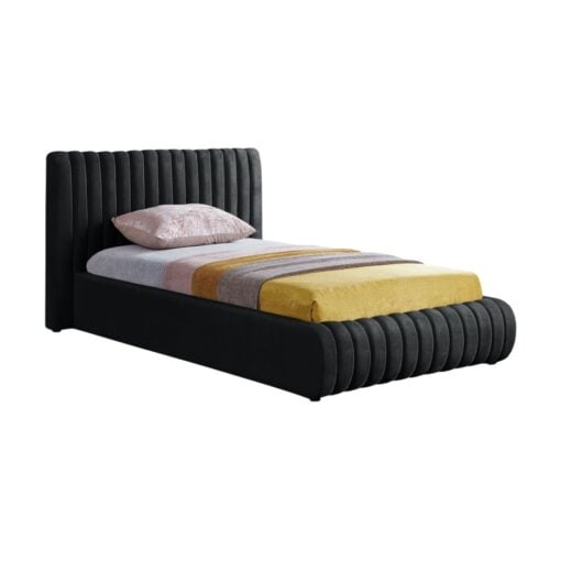 Nico Velvet Twin Bed In Black - Image 2