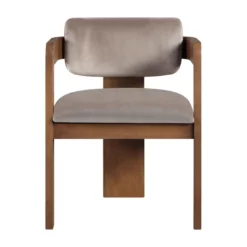 Sacha Velvet Upholstered Dining Chair In Taupe