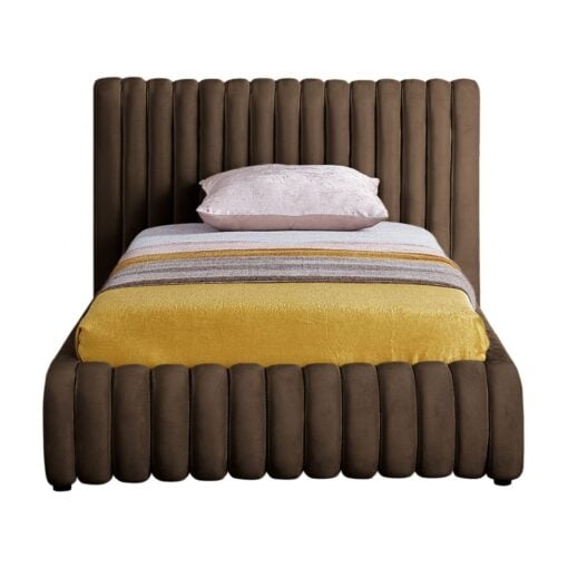 Nico Velvet Twin Bed In Brown