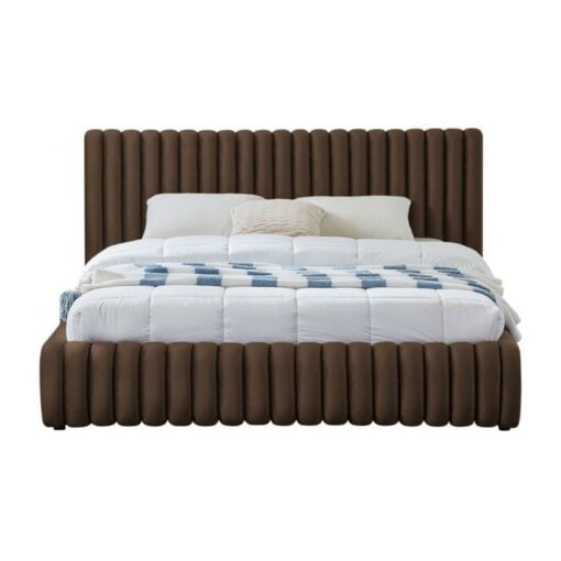 Nico Velvet Full Bed In Brown