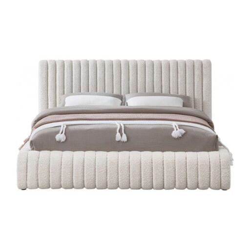 Nash Boucle Fabric Queen Bed In Cream