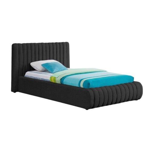 Nash Boucle Fabric Twin Bed In Black - Image 2