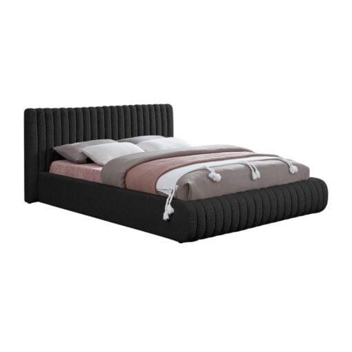 Nash Boucle Fabric Full Bed In Black - Image 2
