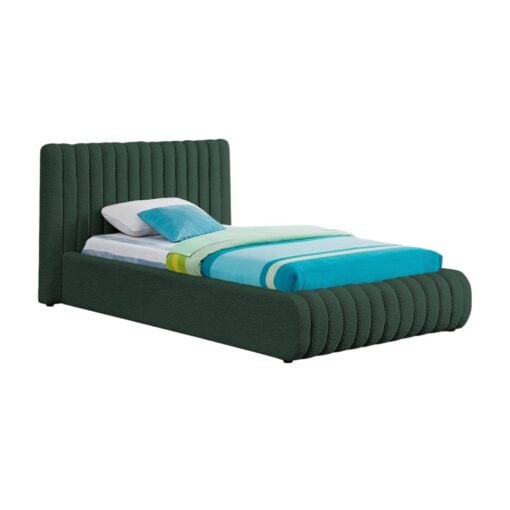 Nash Boucle Fabric Twin Bed In Green - Image 2