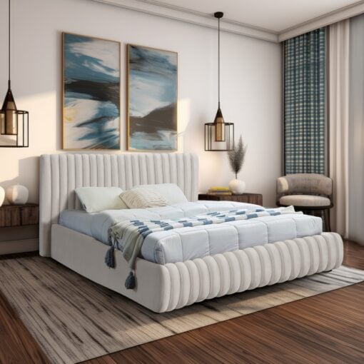 Nico Velvet Full Bed In Cream - Image 9