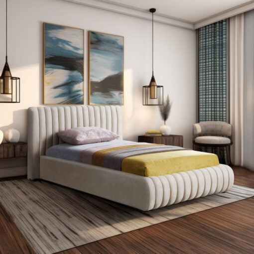 Nico Velvet Twin Bed In Cream - Image 8