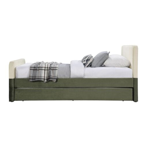 Ivy Velvet Upholstered Twin Bed In Green - Image 3