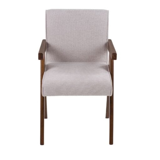 Modrest Joseline - Modern Beige Fabric + Walnut Dining Chair - Set of 2 - Image 2
