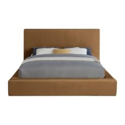 Dorian Velvet Upholstered King Bed In Saddle