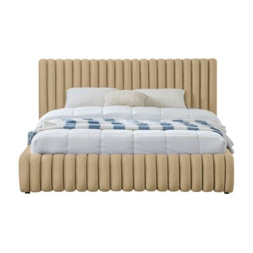 Nico Velvet Queen Bed In Camel