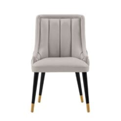 Modern Eda Velvet and Leatherette Dining Chair In Grey