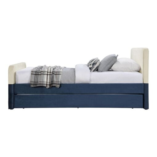 Ivy Velvet Upholstered Twin Bed In Navy - Image 3