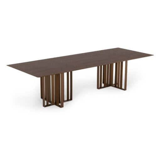 Modrest Livia - Modern Wenge & Gold Stainless Steel Dining Table - Image 3
