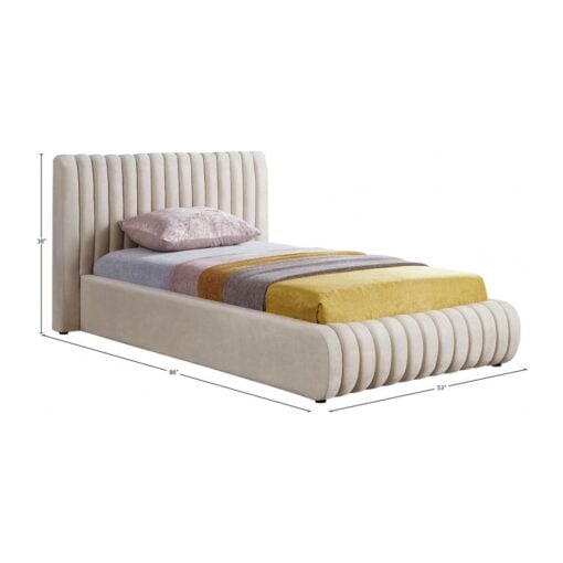 Nico Velvet Twin Bed In Cream - Image 6