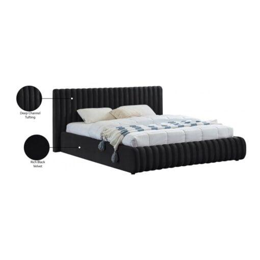 Nico Velvet Full Bed In Black - Image 6