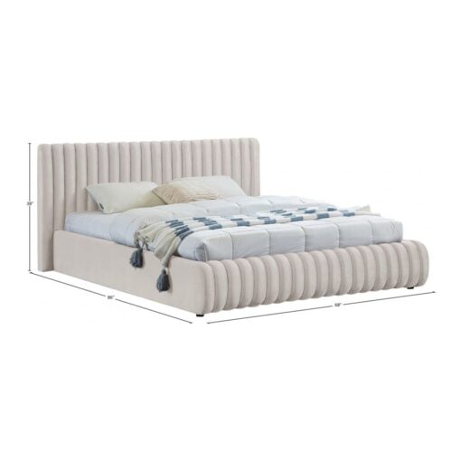 Nico Velvet Full Bed In Cream - Image 7