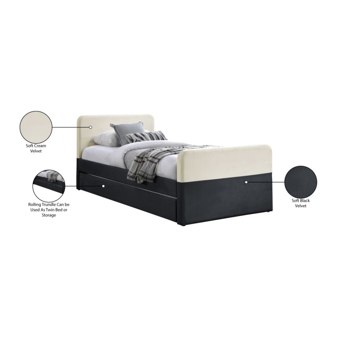 Ivy Velvet Upholstered Twin Bed In Black - Image 7