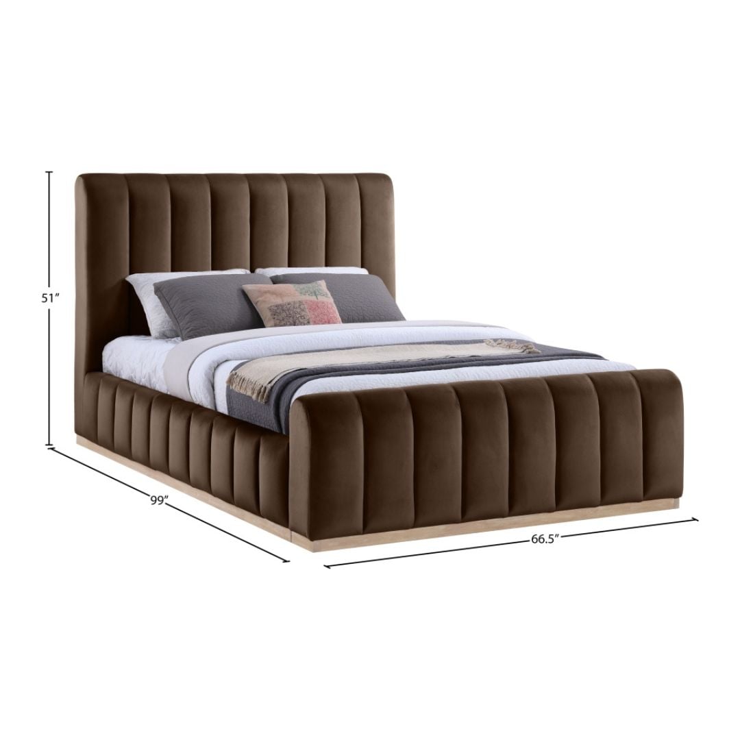 Amara Velvet Upholstered Bed In Brown - Image 8