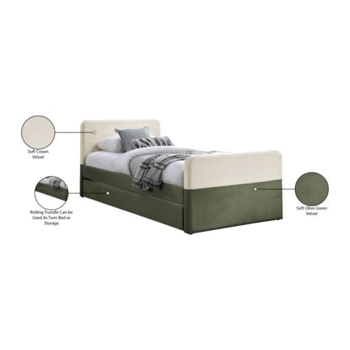 Ivy Velvet Upholstered Twin Bed In Green - Image 7