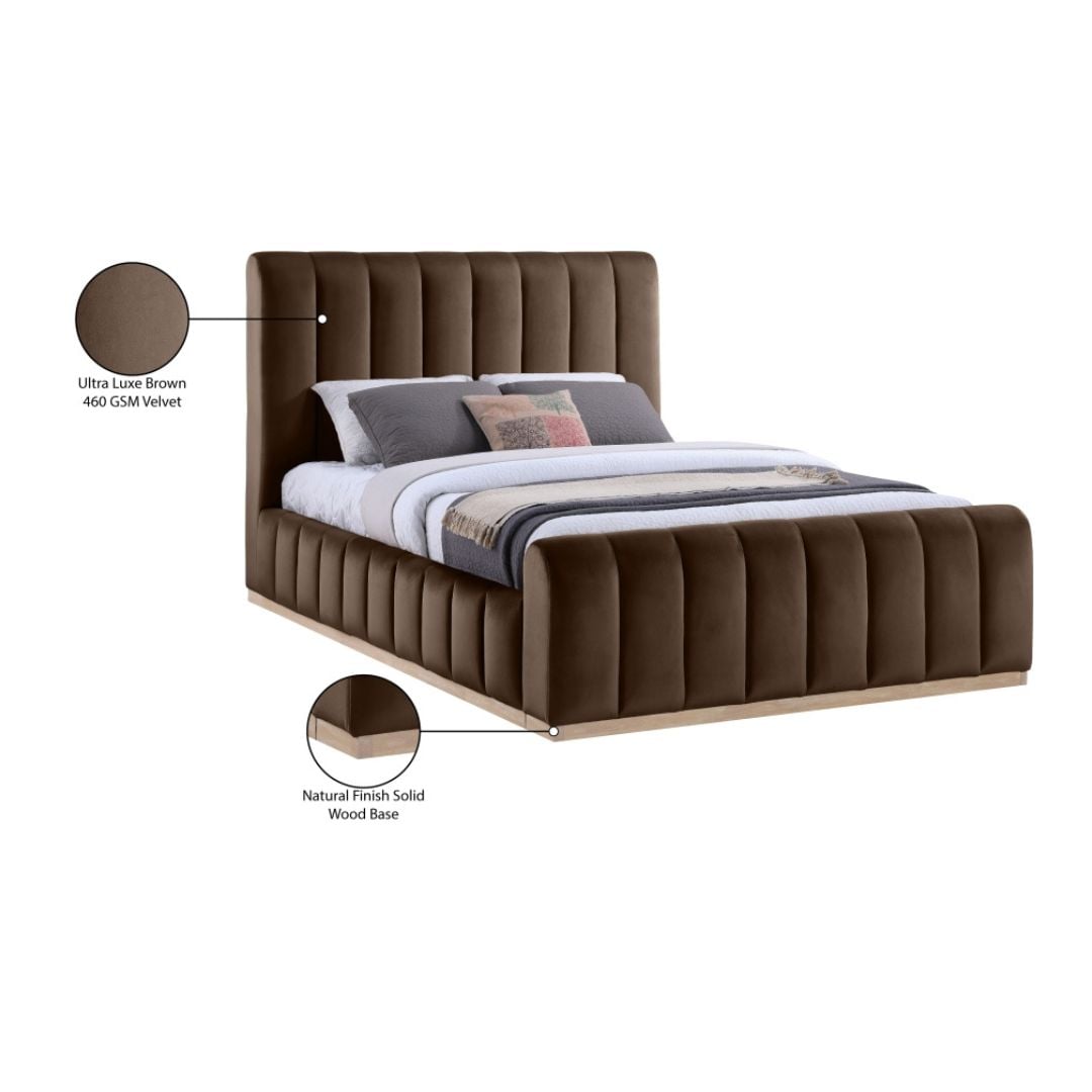 Amara Velvet Upholstered Bed In Brown - Image 7