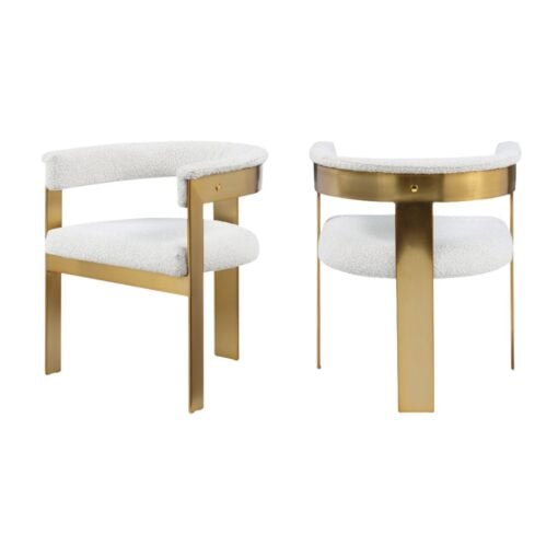 Romeo Boucle Fabric Upholstered Dining Chair In Cream